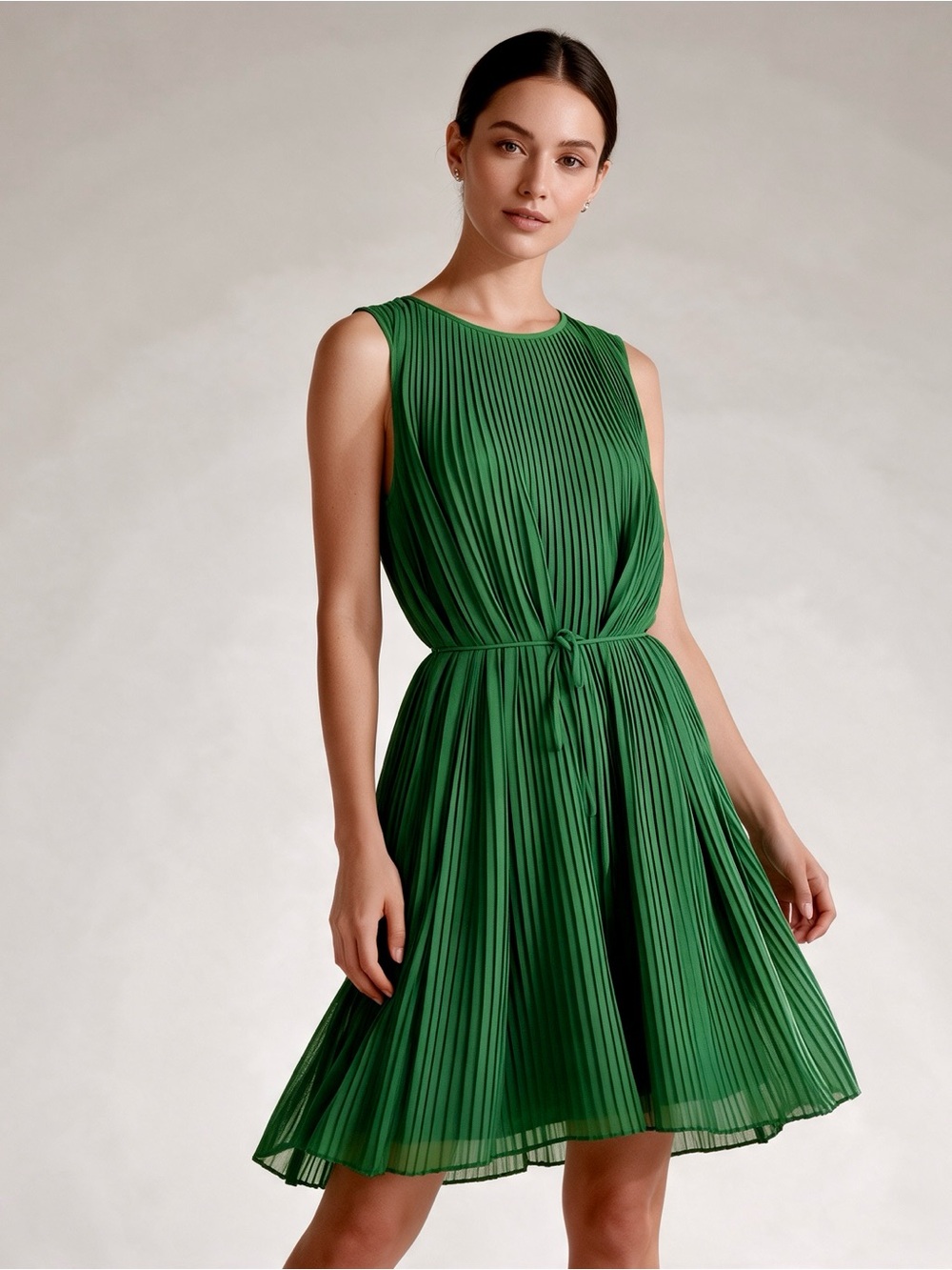 Banana Republic Emerald Green Pleated Midi Dress